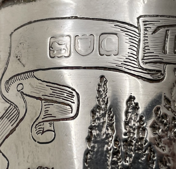 Mappin English Sterling Silver 1898 Child's / Christening Mug with House & Mouse