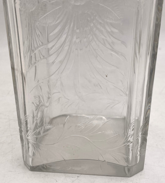 Hawkes Sterling Silver & Etched Glass Bar Decanter in Art Deco Style