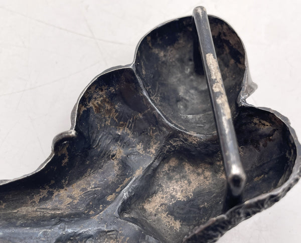 Sculptural Signed Sterling Silver Belt Buckle with Lady in Art Nouveau Style