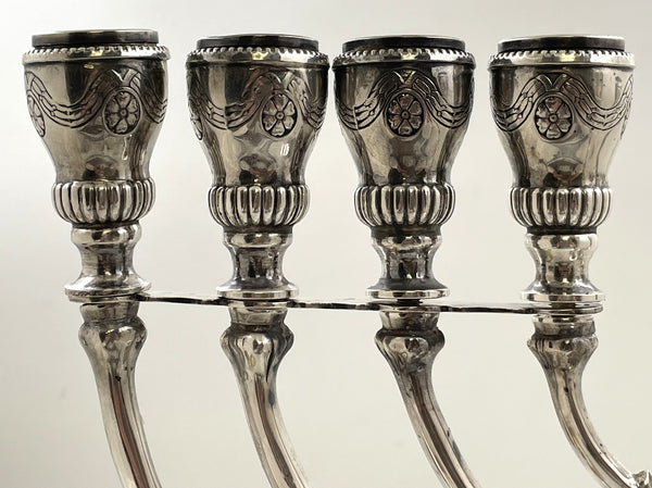 European Sterling Silver Large Hanukkah Menorah