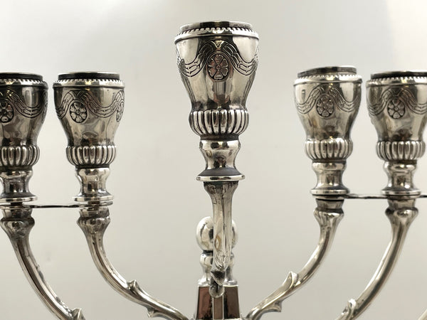 European Sterling Silver Large Hanukkah Menorah