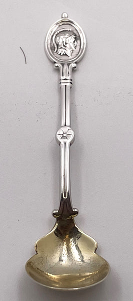 J. E. Caldwell & Co. Sterling Silver Salt Spoon in Medallion Pattern