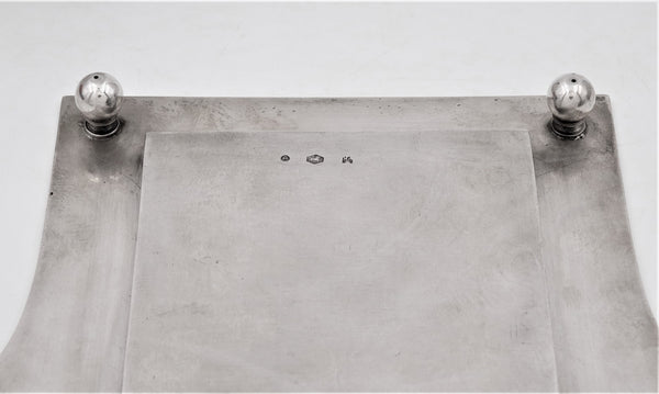 European Silver and Crystal Glass Inkwell on Stand in Art Deco Style