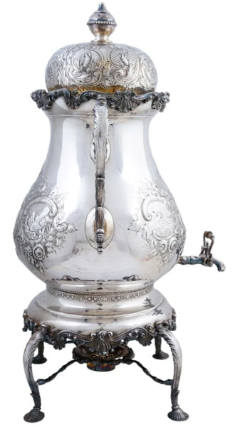 Monumental Silver Tea Urn Samovar in Victorian Style