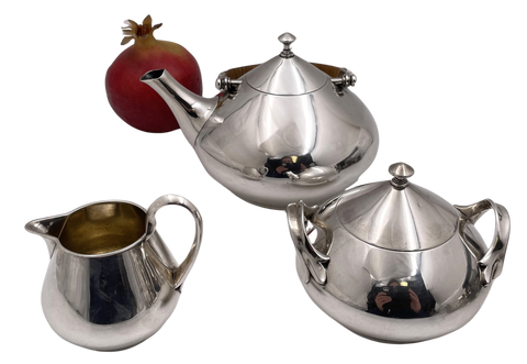 German Judgendstil Silver 3-Piece Tea Set