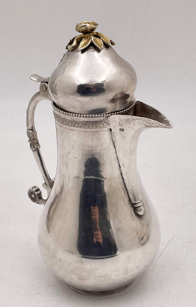Turkish Silver Teapot with Gilt Rose Finial