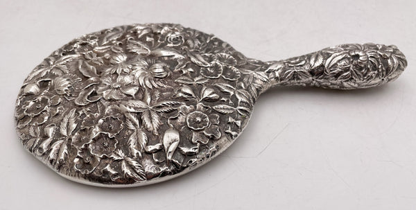 S Kirk & Son Sterling Silver Repousse 19th Century Hand Mirror