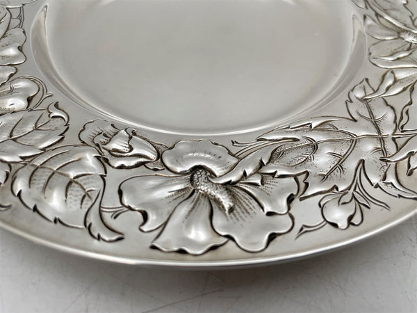 Gorham 1900 Sterling Silver Mug and Underplate in Art Nouveau Martele Style