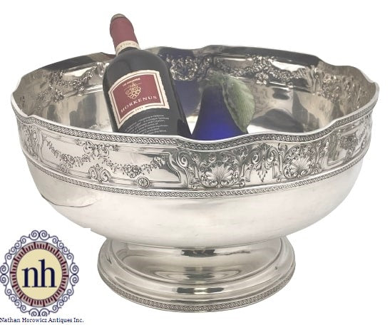 Barbour Sterling Silver Wine Chiller / Centerpiece Punch Bowl with Shell Motifs