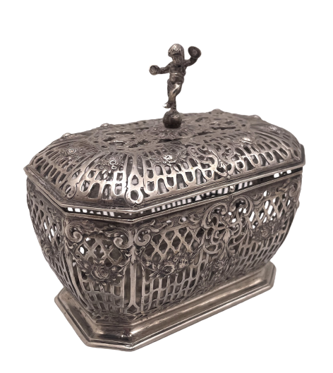 German Continental Silver Casket with Putti