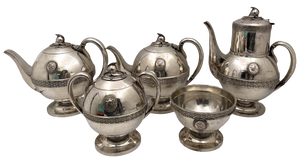 E. V. Haughwout & Co. White House Silver Helmet Medallion 5-Piece 19th Century Tea & Coffee Set