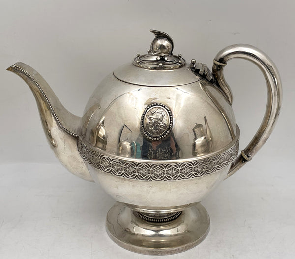 E. V. Haughwout & Co. White House Silver Helmet Medallion 5-Piece 19th Century Tea & Coffee Set