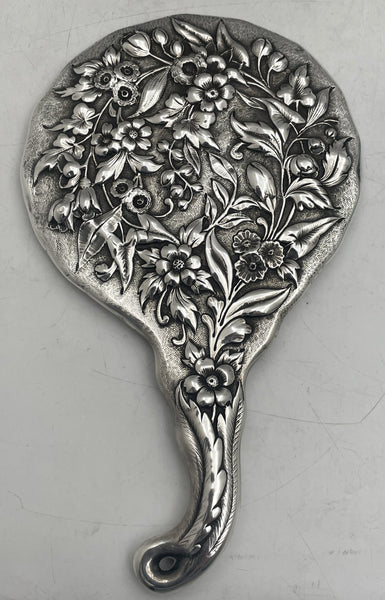 J. E. Caldwell & Co. Sterling Silver Repousse Mirror from Late 19th Century