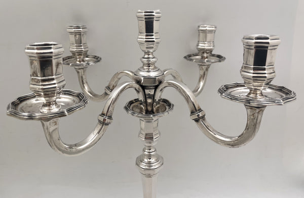 Pair of Schwarz & Steiner Austrian Silver 5-Light Candelabra from Early 20th Century in Art Deco Style