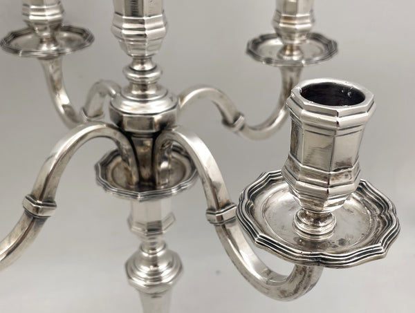 Pair of Schwarz & Steiner Austrian Silver 5-Light Candelabra from Early 20th Century in Art Deco Style