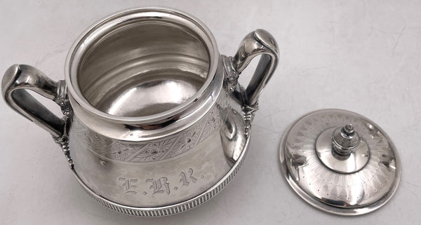 Tiffany & Co. 1875 Sterling Silver 5-Piece Tea & Coffee Set in Aesthetic Movement and in Italian Pattern