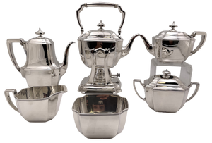 Tiffany & Co. 1912 Sterling Silver 6-Piece Tea & Coffee Set in Hampton Pattern and in Art Deco Style