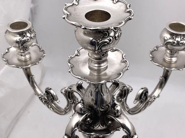 Pair of Gorham Sterling Silver 1900 5-Light Candelabra in Chantilly Grande Pattern and in Art Nouveau Style