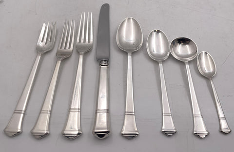 Tiffany & Co. Sterling Silver 1923 65-Piece Windham Flatware Set in Art Deco Style