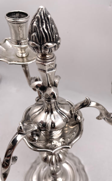 Pair of Mario Buccellati Italian Silver 3-Light Candelabra