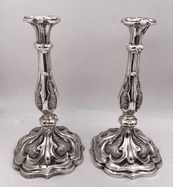 Pair of Austrian Silver Shabbat Candlesticks from 1858