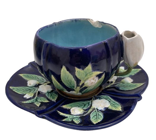 George Jones Majolica Cup and Saucer from Victorian era (1870s)