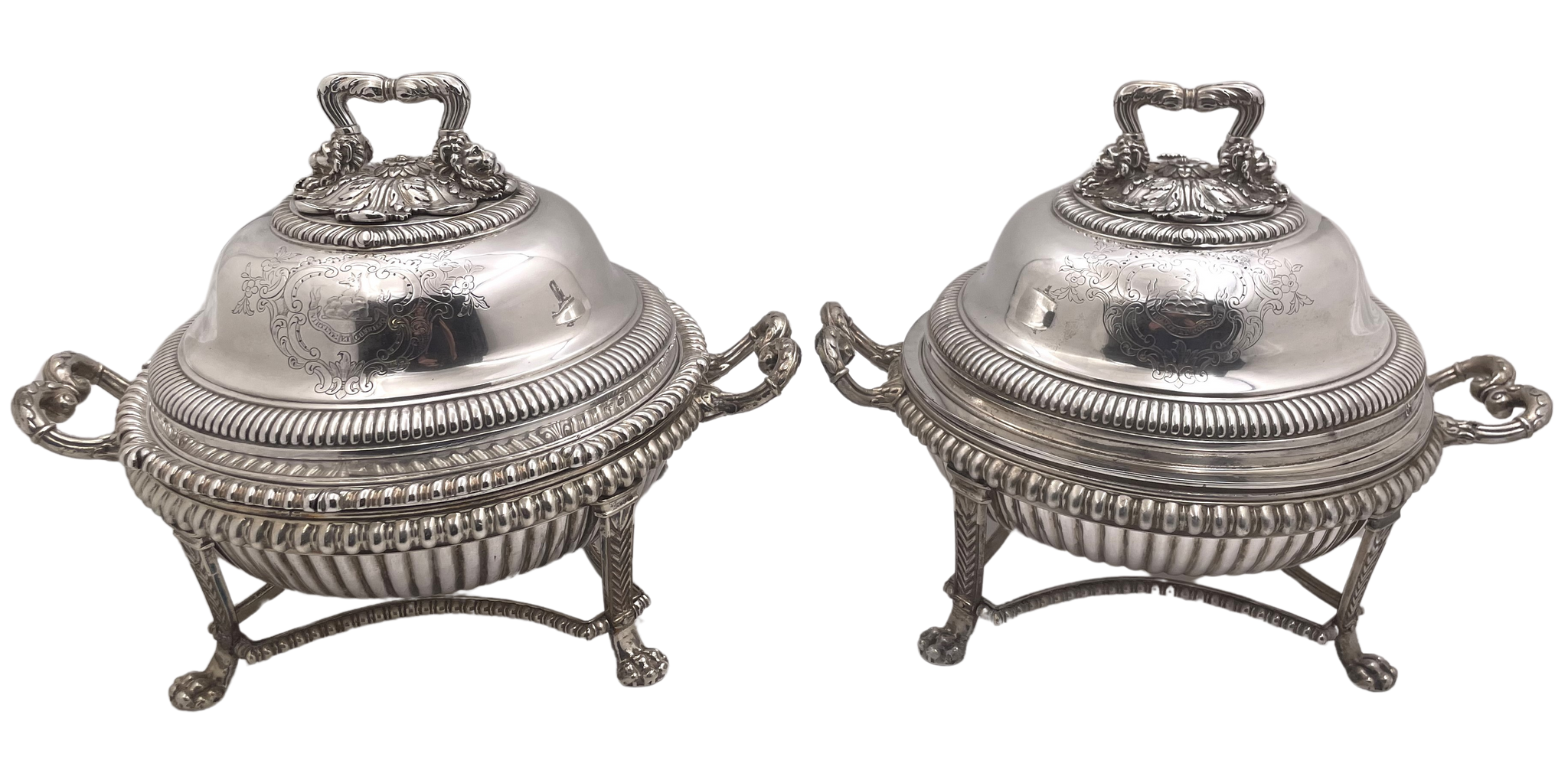 Pair of Paul Storr 1809 Georgian Sterling Silver Tureens / Covered Vegetables