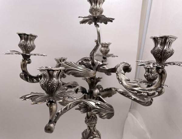 Pair of Fasoli Italian Continental Silver 7-Light Candelabra from Late 19th or Early 20th Century