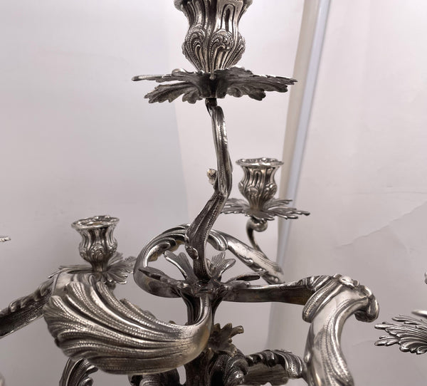 Pair of Fasoli Italian Continental Silver 7-Light Candelabra from Late 19th or Early 20th Century