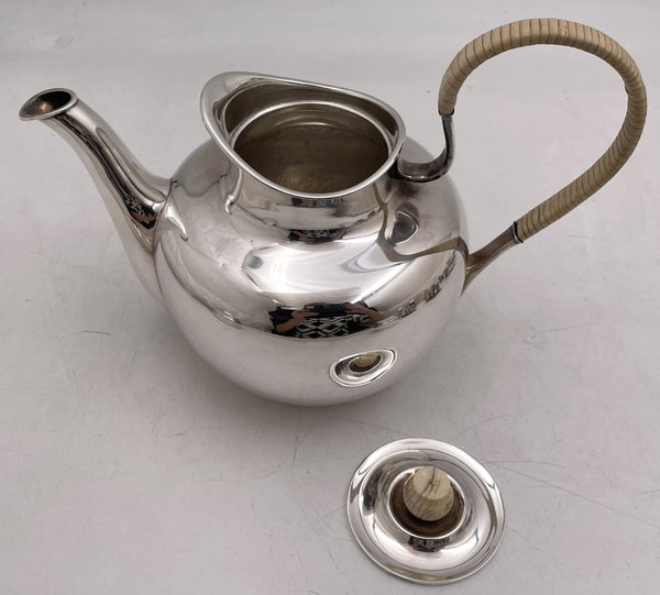 Michelsen Danish 4-Piece Sterling Silver Tea & Coffee Set in Art Deco Style