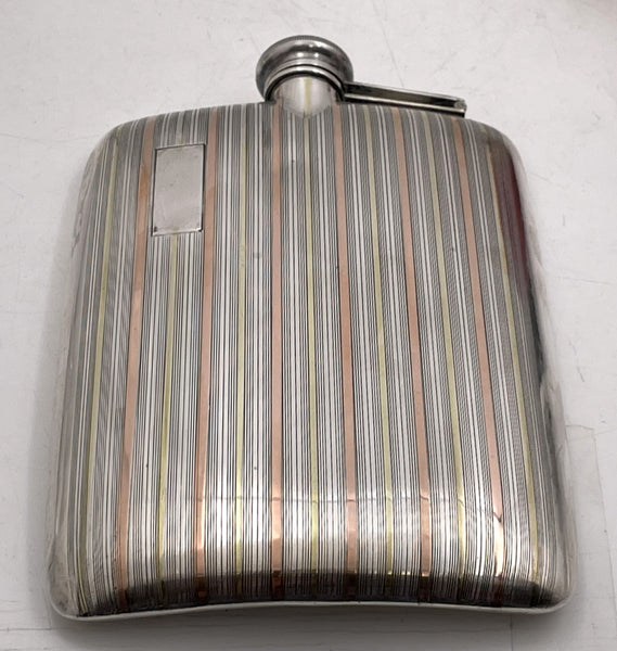 Elgin 14K Gold and Sterling Silver Flask in Art Deco Style from Early 20th Century