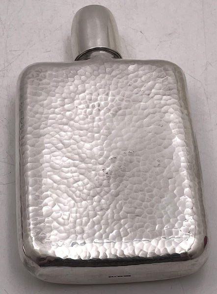 Japanese Sterling Silver Flask with Engraved Japanese Landscape  with Shot Glass