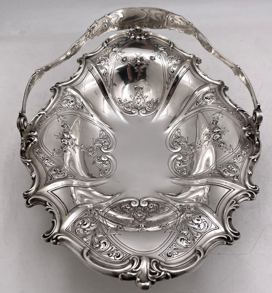 Gorham Sterling Silver 1916 Basket Bowl in Art Nouveau Style