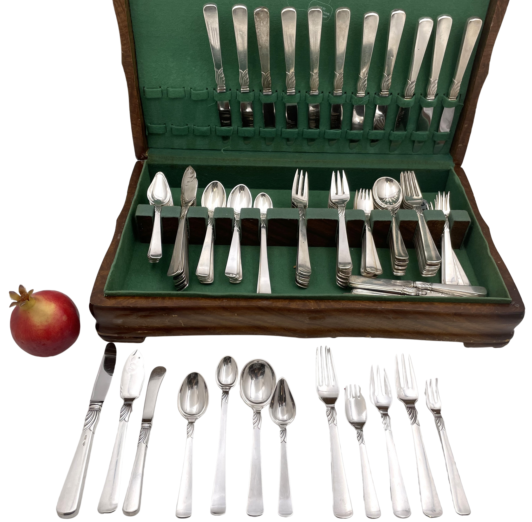 Jens Andersen Danish 156-Piece Sterling Silver Flatware Set in Mid-Century Modern Style and Kontesse Pattern