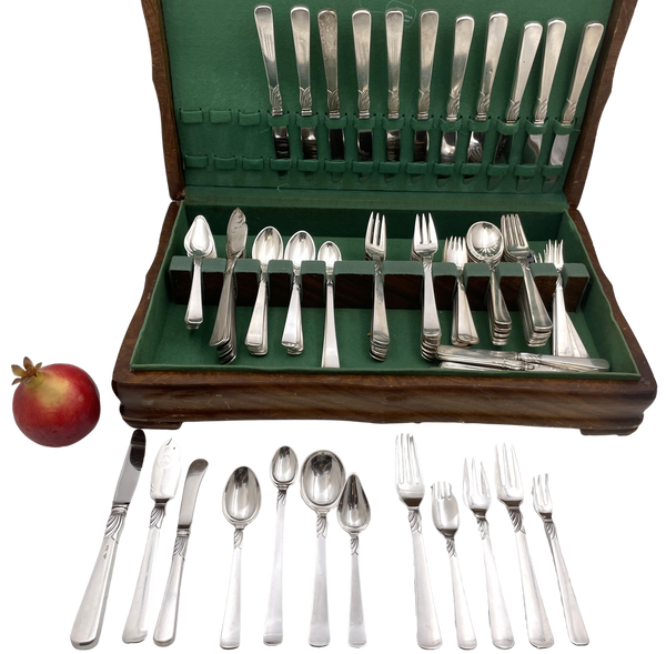 Jens Andersen Danish 156-Piece Sterling Silver Flatware Set in Mid-Century Modern Style and Kontesse Pattern