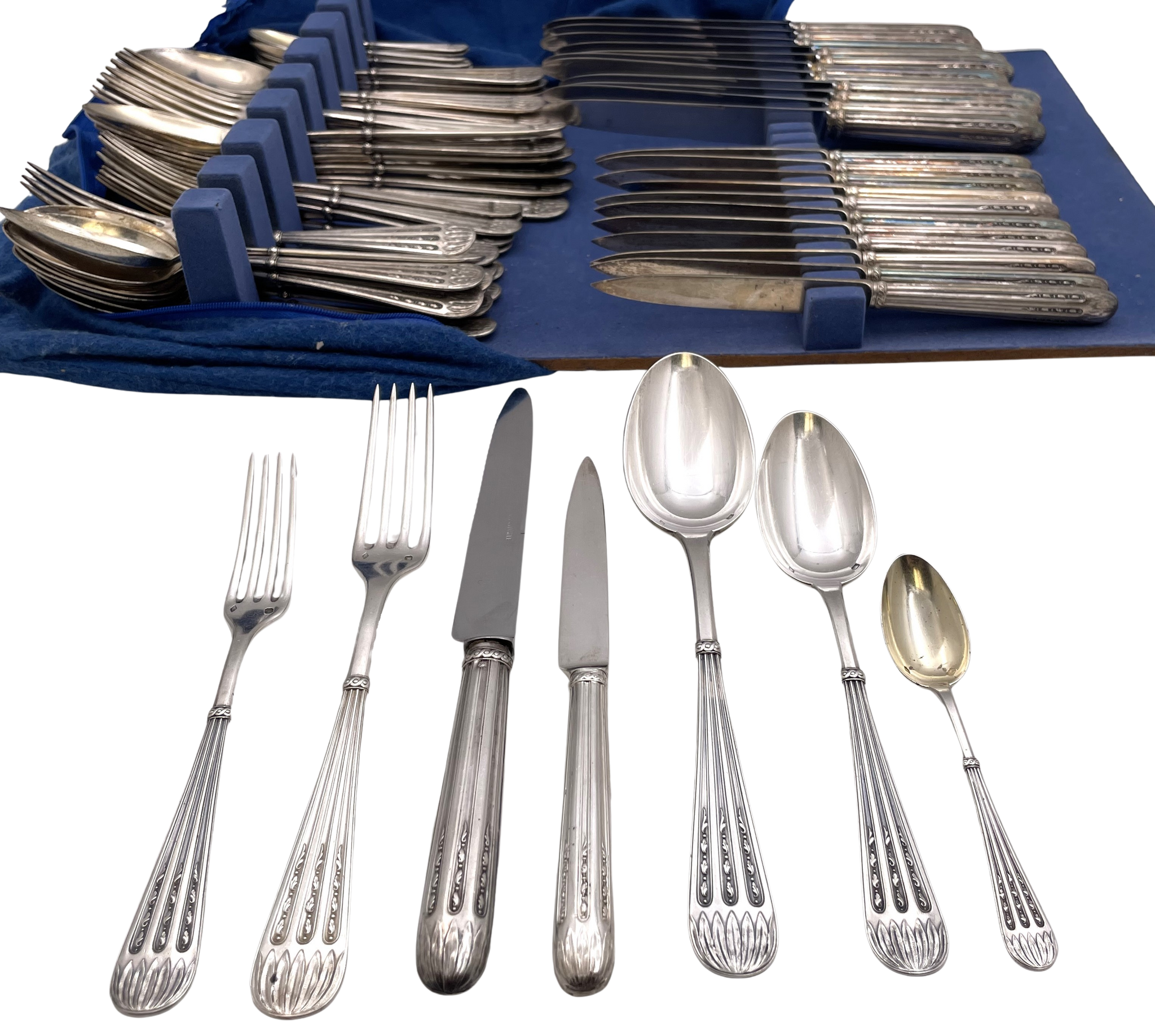 Cardeilhac French Sterling Silver 79-Piece Flatware Set in Louis XVI Pattern