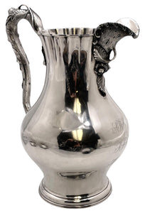 Eoff & Shepard for Ball, Black Coin Silver Pitcher from 1850s with Natural Motifs