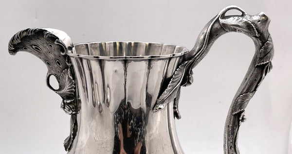 Eoff & Shepard for Ball, Black Coin Silver Pitcher from 1850s with Natural Motifs