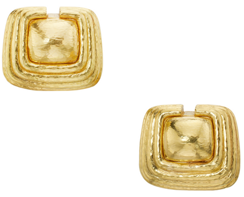 David Webb Pair of 18 Karat Yellow Gold Earclips