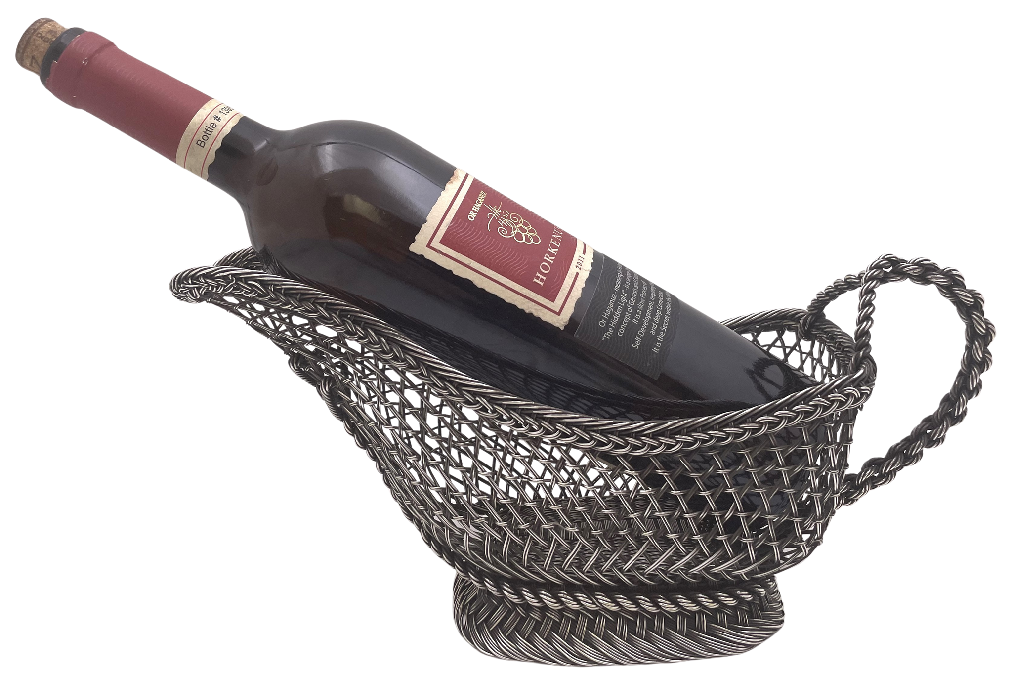 Continental Silver Wine Caddy from 19th Century with Fishnet Design