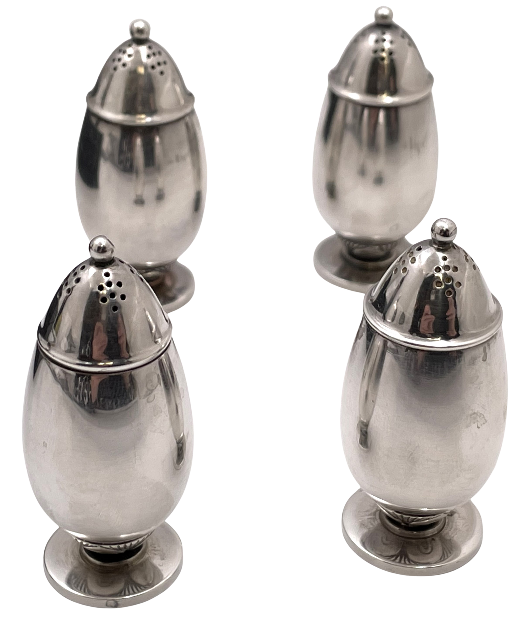 Georg Jensen Sterling Silver Set of 2 Pairs of Salt & Pepper Shakers in Cactus Pattern