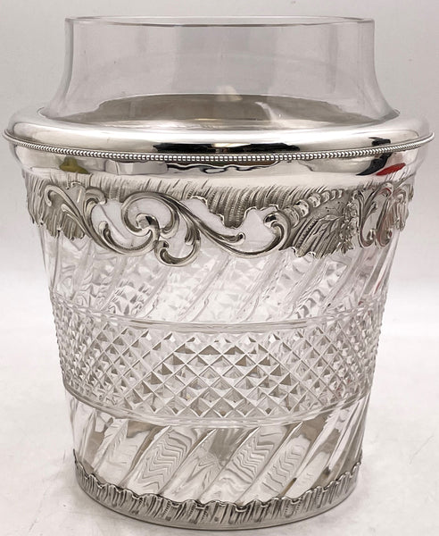 French Sterling Silver & Cut Glass Wine Cooler from the Turn of the Century