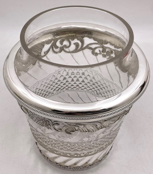 French Sterling Silver & Cut Glass Wine Cooler from the Turn of the Century