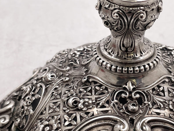 Pair of German Continental Silver Shabbat Candlesticks from 19th Century with Ornate Motifs