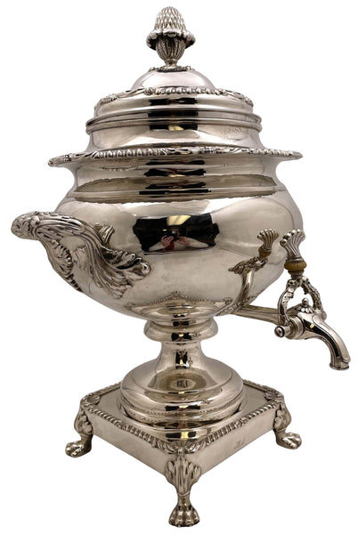 American Silver Hot Water Urn Samovar from Early 19th Century