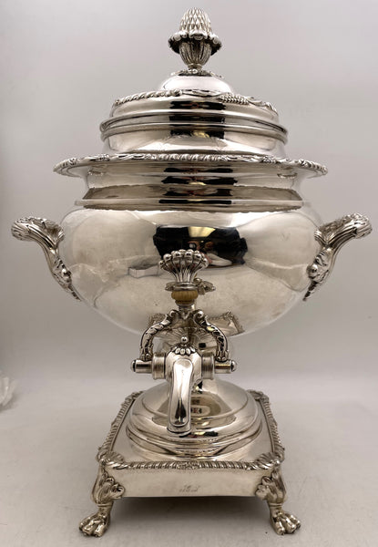 American Silver Hot Water Urn Samovar from Early 19th Century