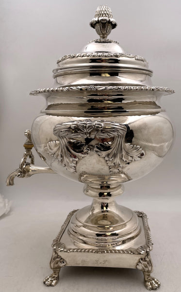 American Silver Hot Water Urn Samovar from Early 19th Century