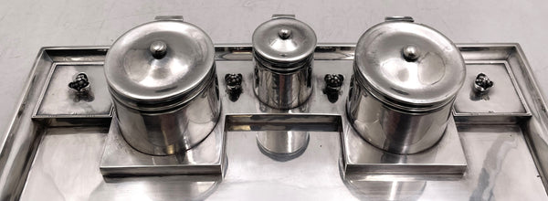 Rare Georg Jensen Silver Double Inkwell & Pen Desk Set in Art Nouveau Style from 1910s/1920s