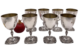 Set of 8 Mauser Sterling Silver Goblets in Art Nouveau Style from Early 20th Century