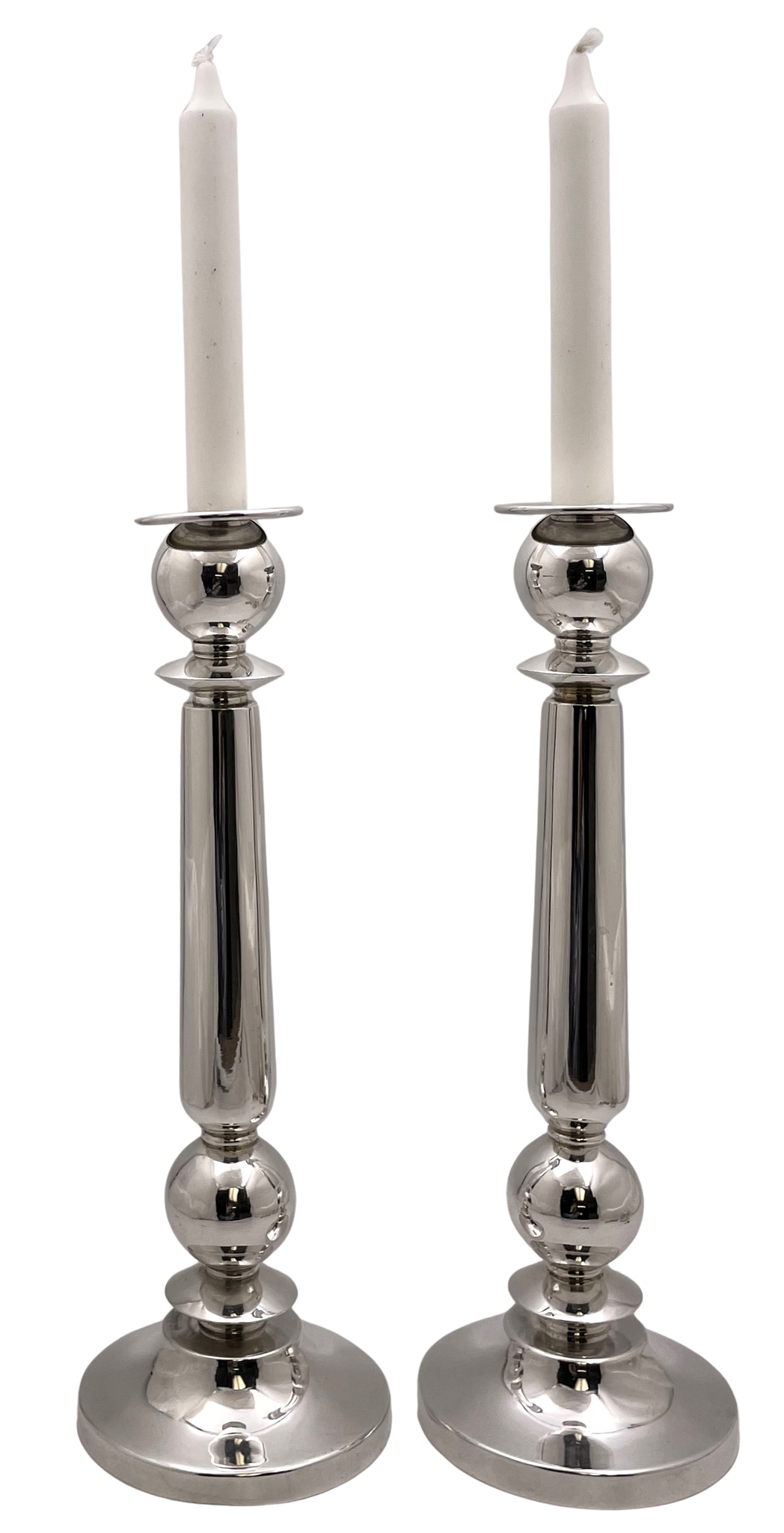 Pair of Sterling Silver Candlesticks in Art Deco Style